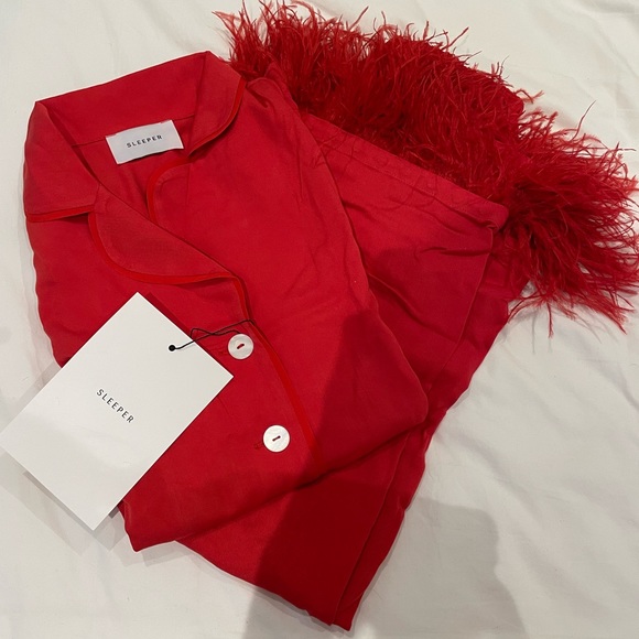 NWT Sleeper Party Pajamas Feather Set Red - Picture 4 of 5
